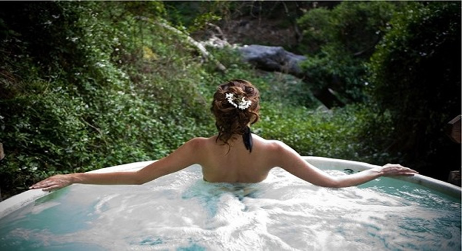Person relaxing in a jacuzzi